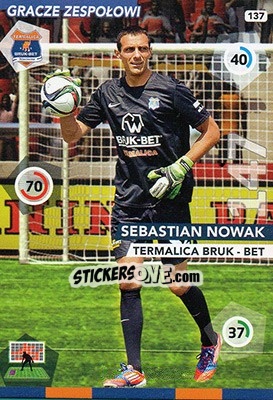 Sticker Sebastian Nowak - Ekstraklasa 2015-2016. Adrenalyn XL n. 137 - Panini