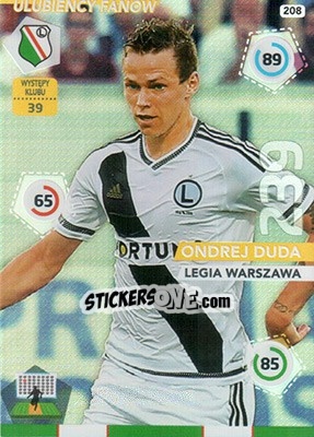 Sticker Ondrej Duda - Ekstraklasa 2015-2016. Adrenalyn XL n. 208 - Panini