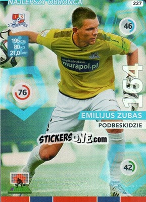 Sticker Emilijus Zubas - Ekstraklasa 2015-2016. Adrenalyn XL n. 227 - Panini