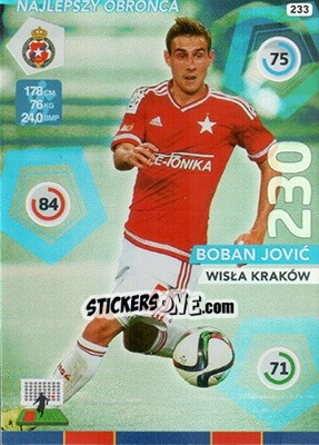 Sticker Boban Jovic - Ekstraklasa 2015-2016. Adrenalyn XL n. 233 - Panini
