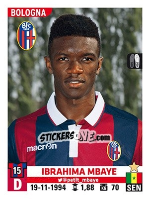Sticker Ibrahima Mbaye - Calciatori 2015-2016 n. 46 - Panini
