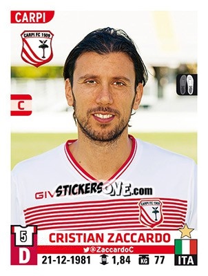 Sticker Cristian Zaccardo - Calciatori 2015-2016 n. 70 - Panini