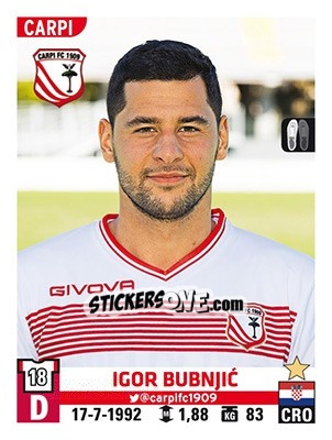 Sticker Igor Bubnjic - Calciatori 2015-2016 n. 71 - Panini