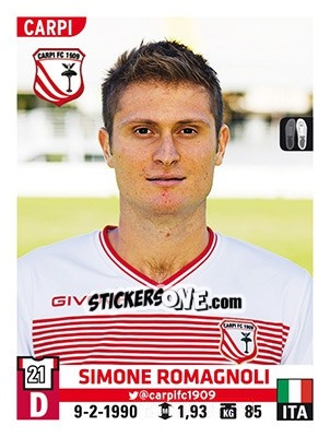 Figurina Simone Romagnoli - Calciatori 2015-2016 - Panini