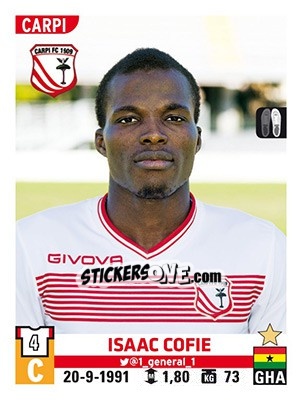 Cromo Isaac Cofie - Calciatori 2015-2016 - Panini