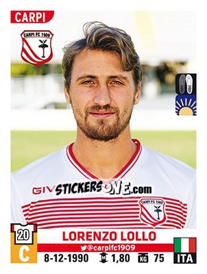 Cromo Lorenzo Lollo - Calciatori 2015-2016 - Panini