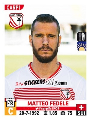 Sticker Matteo Fedele - Calciatori 2015-2016 n. 82 - Panini