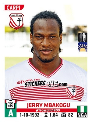 Sticker Jerry Mbakogu - Calciatori 2015-2016 n. 89 - Panini