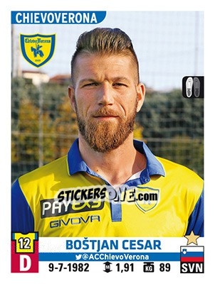 Cromo Boštjan Cesar - Calciatori 2015-2016 n. 99 - Panini
