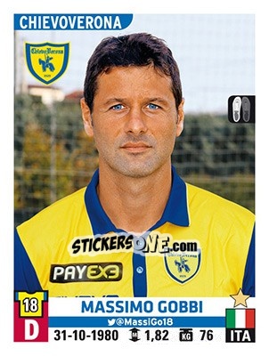 Cromo Massimo Gobbi - Calciatori 2015-2016 - Panini