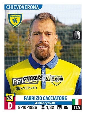 Cromo Fabrizio Cacciatore - Calciatori 2015-2016 n. 104 - Panini