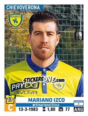 Sticker Mariano Izco - Calciatori 2015-2016 - Panini