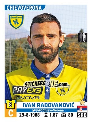 Figurina Ivan Radovanovic - Calciatori 2015-2016 - Panini