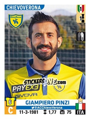 Sticker Giampiero Pinzi - Calciatori 2015-2016 n. 108 - Panini
