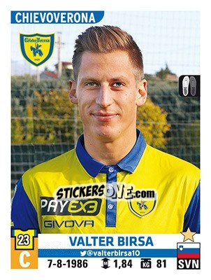 Cromo Valter Birsa - Calciatori 2015-2016 - Panini