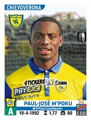 Cromo Paul-José M'Poku - Calciatori 2015-2016 - Panini