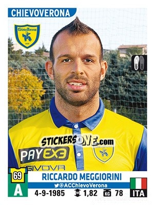 Cromo Riccardo Meggiorini - Calciatori 2015-2016 - Panini