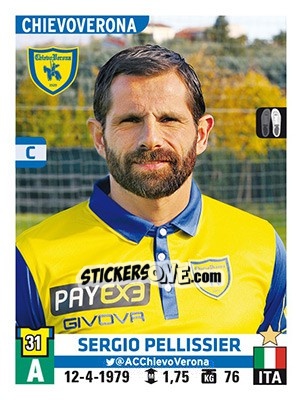 Sticker Sergio Pellissier - Calciatori 2015-2016 n. 118 - Panini