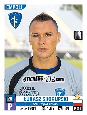 Sticker Lukasz Skorupski - Calciatori 2015-2016 - Panini