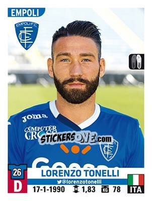 Cromo Lorenzo Tonelli - Calciatori 2015-2016 - Panini