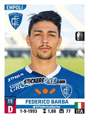 Figurina Federico Barba - Calciatori 2015-2016 - Panini