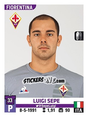 Sticker Luigi Sepe - Calciatori 2015-2016 n. 156 - Panini