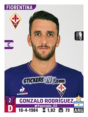 Figurina Gonzalo Rodríguez - Calciatori 2015-2016 - Panini