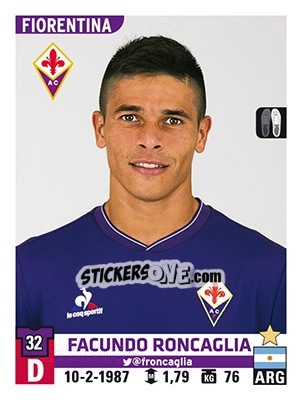 Sticker Facundo Roncaglia - Calciatori 2015-2016 n. 158 - Panini
