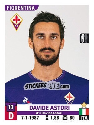 Sticker Davide Astori - Calciatori 2015-2016 - Panini