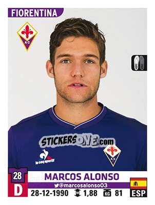 Sticker Marcos Alonso - Calciatori 2015-2016 n. 161 - Panini