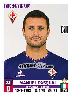 Sticker Manuel Pasqual - Calciatori 2015-2016 n. 162 - Panini
