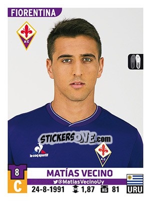 Sticker Matías Vecino - Calciatori 2015-2016 n. 164 - Panini