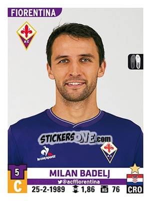 Sticker Milan Badelj - Calciatori 2015-2016 n. 165 - Panini