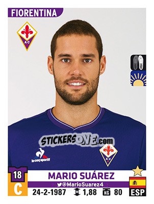 Cromo Mario Suárez - Calciatori 2015-2016 n. 166 - Panini