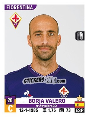 Sticker Borja Valero - Calciatori 2015-2016 - Panini
