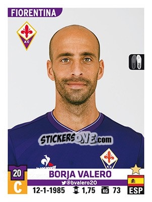 Sticker Borja Valero - Calciatori 2015-2016 n. 167 - Panini