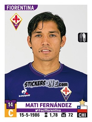 Sticker Mati Fernández - Calciatori 2015-2016 n. 168 - Panini