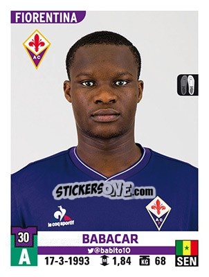 Sticker Babacar - Calciatori 2015-2016 - Panini