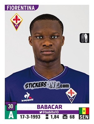 Figurina Babacar - Calciatori 2015-2016 - Panini