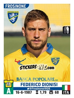 Sticker Federico Dionisi - Calciatori 2015-2016 - Panini