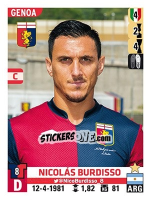 Figurina Nicolás Burdisso - Calciatori 2015-2016 - Panini