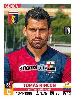 Sticker Tomás Rincón - Calciatori 2015-2016 - Panini