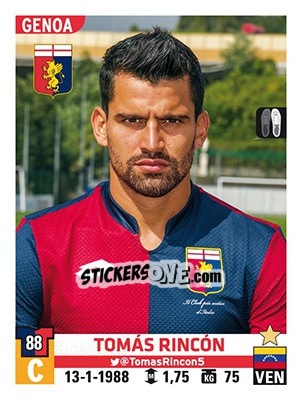 Figurina Tomás Rincón - Calciatori 2015-2016 - Panini