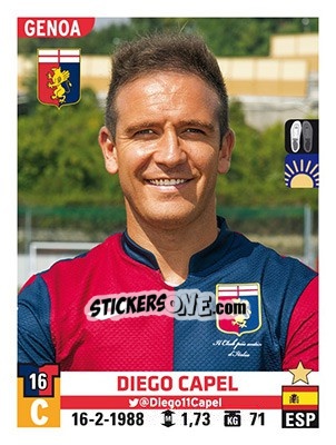 Sticker Diego Capel - Calciatori 2015-2016 - Panini