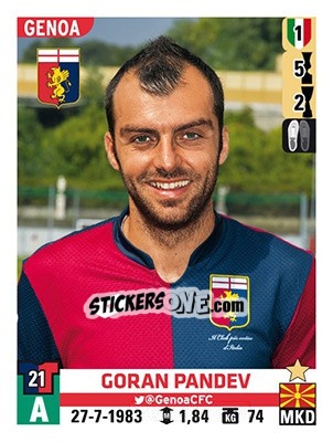 Figurina Goran Pandev - Calciatori 2015-2016 - Panini