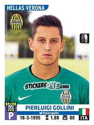 Figurina Pierluigi Gollini - Calciatori 2015-2016 - Panini