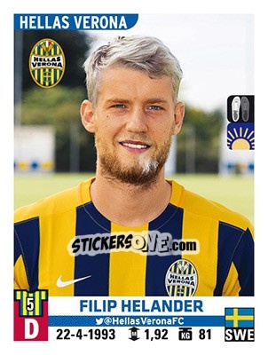 Sticker Filip Helander - Calciatori 2015-2016 n. 246 - Panini
