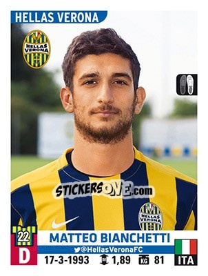 Sticker Matteo Bianchetti - Calciatori 2015-2016 n. 248 - Panini