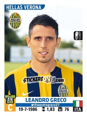 Sticker Leandro Greco - Calciatori 2015-2016 n. 253 - Panini