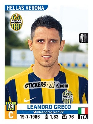 Figurina Leandro Greco - Calciatori 2015-2016 - Panini